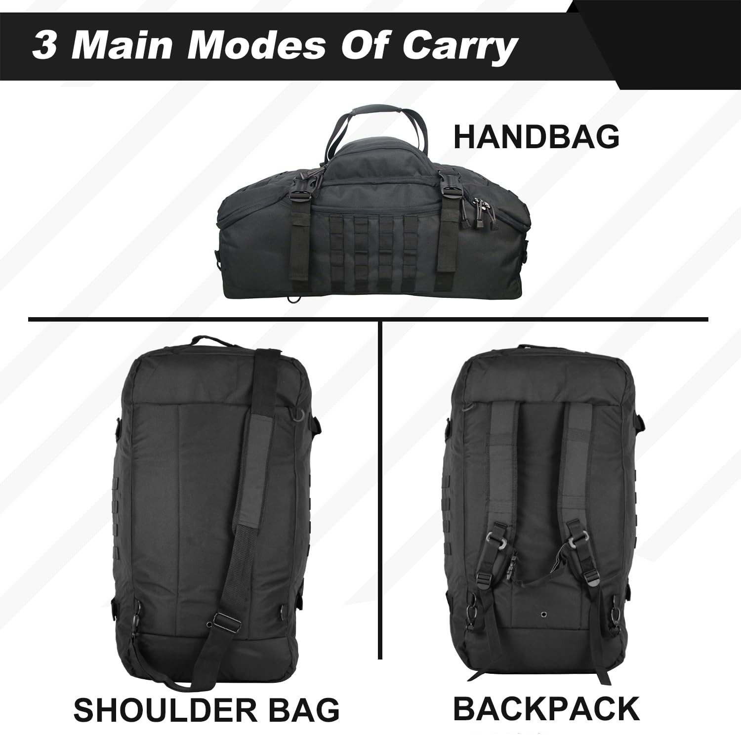 3 In 1 Tactical 85L Military Backpack Travel Duffle Bag for Weekender Gym Wor…