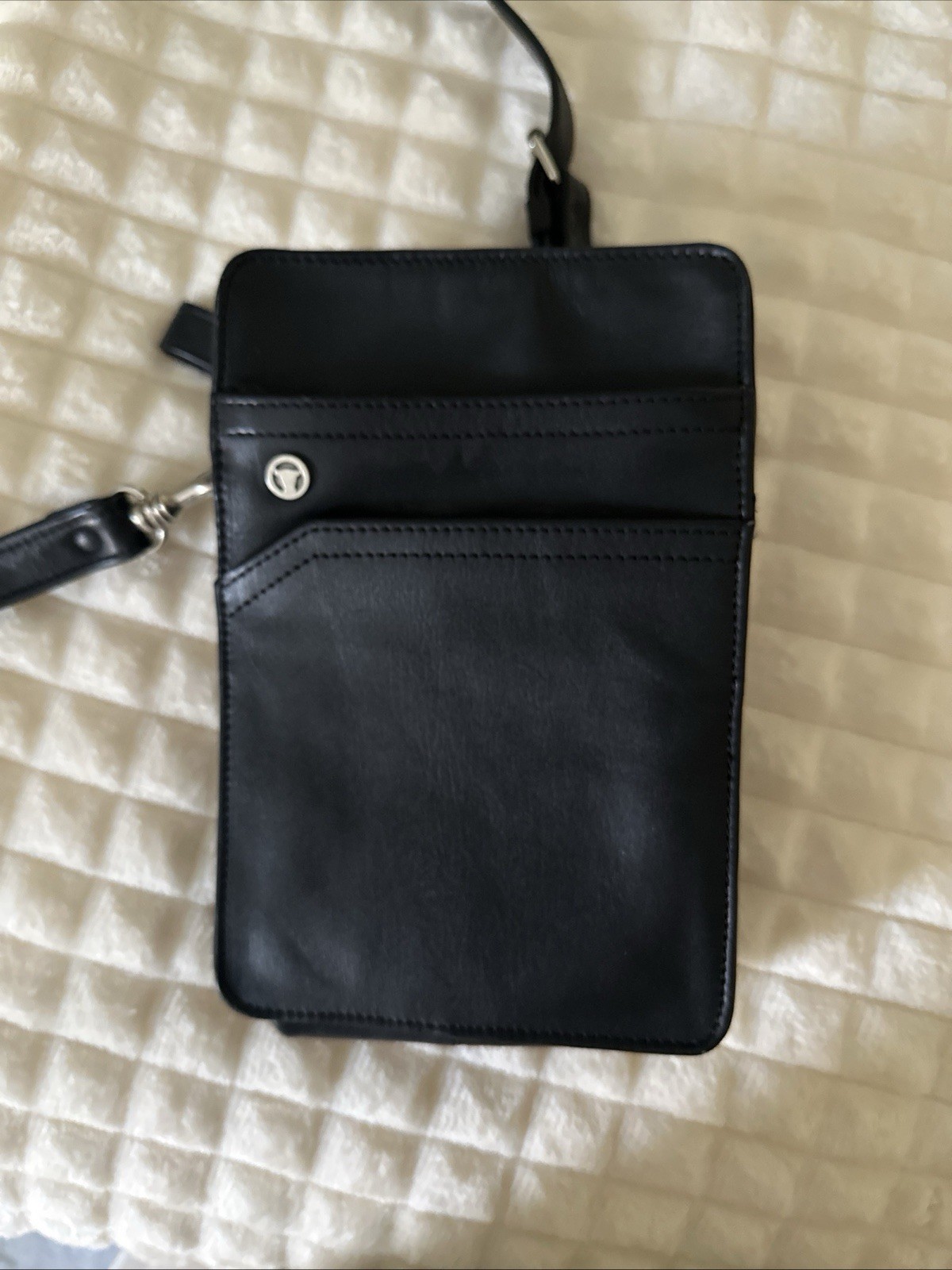 Offermann Men 2-Way Shoulder Bag Crossbody Blk Leather Adjustable Strap Germany