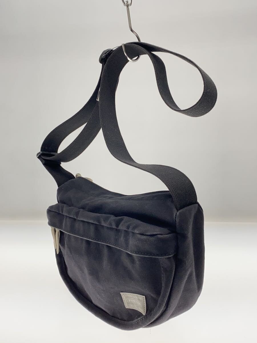 Authentic PORTER Canvas Shoulder Bag Black 17cm High 6.5cm Wide 22-28cm