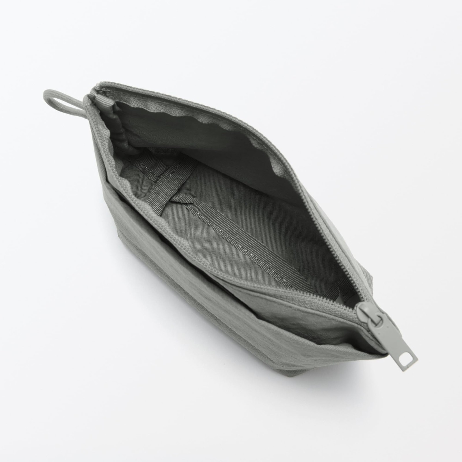 Wrinkle nylon gusseted pouch, gray, S, approx. 16.5 x 11 x 6 cm, 84475658