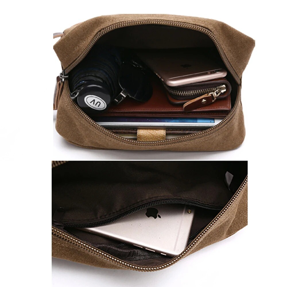 Men’s Toiletry Bag Hanging Dopp Kit Canvas Shaving Bag Zipper Large Capacity Bag