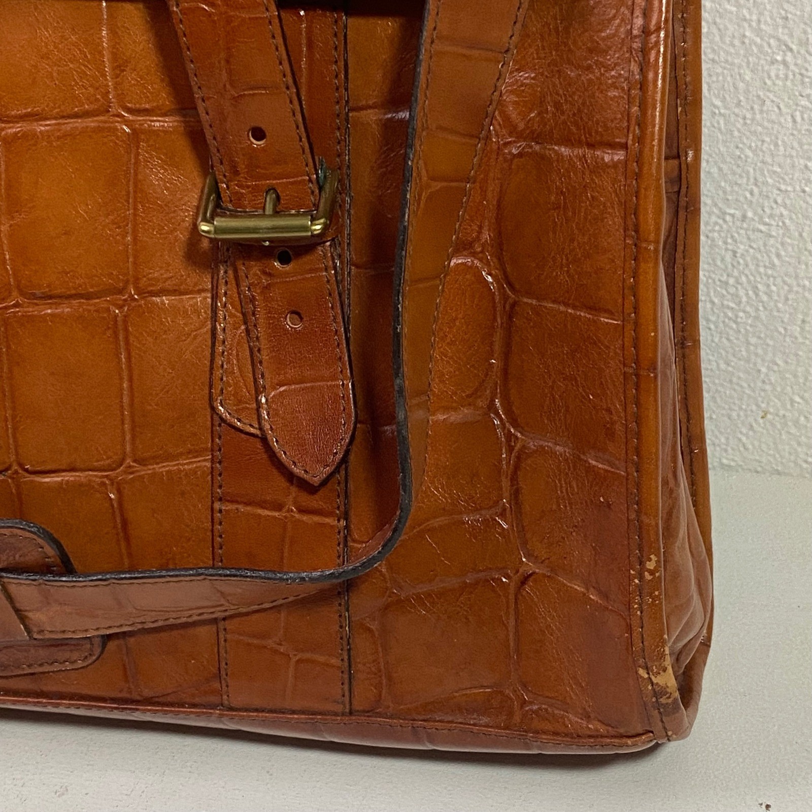 Vintage Mulberry Leather Briefcase Hunter Cango Croc Embossed HB5564/123