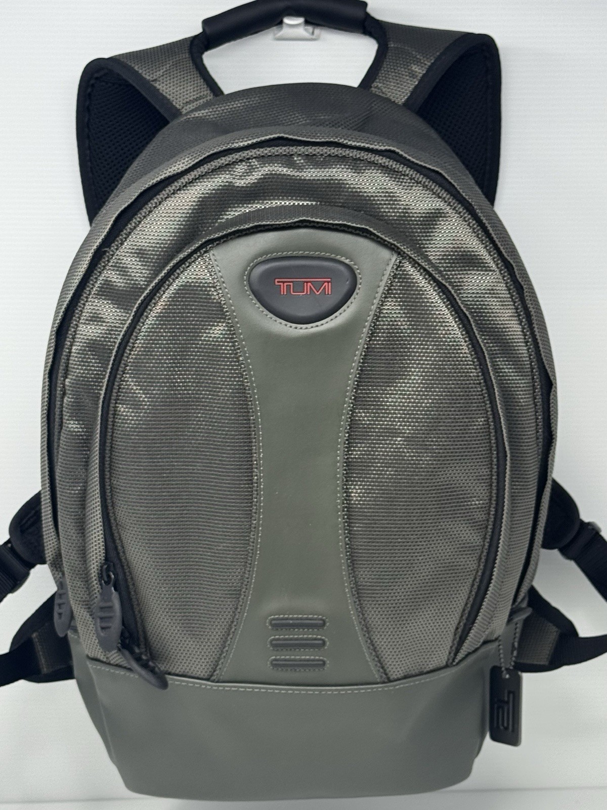 Tumi T2 Tech Backpack 513G Olive Green Appr 16x11x8 Ballistic Nylon & Leather