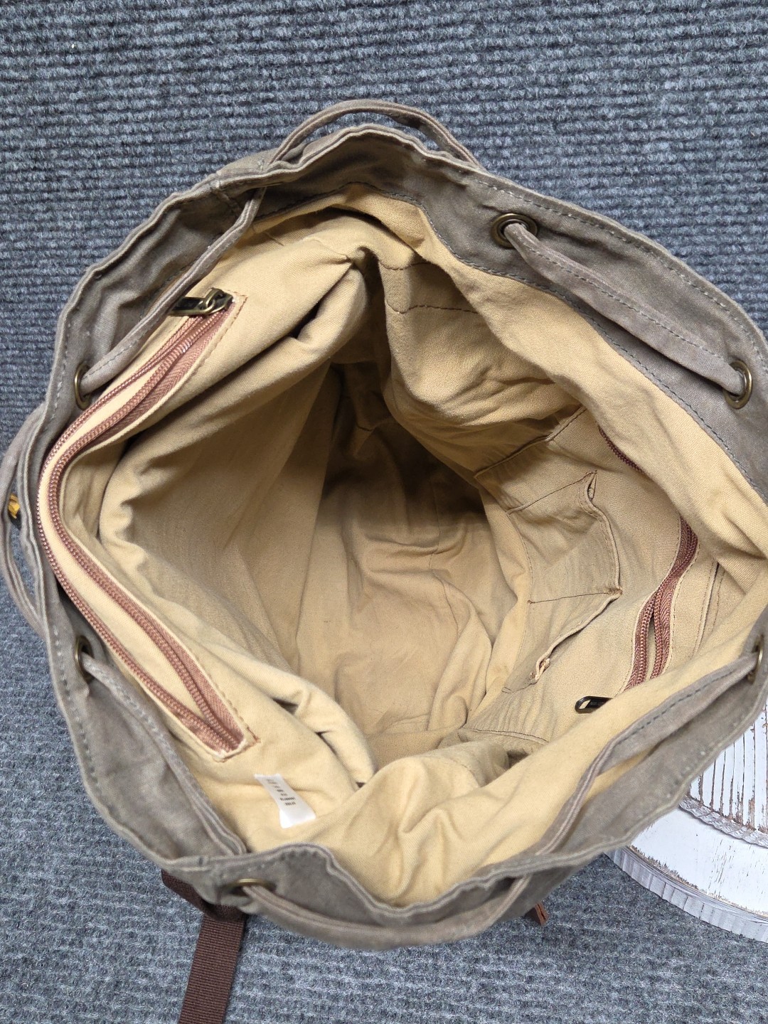 Duluth Trading Co Backpack Satchel Brown Oil Cloth Hiking Duffle Bag