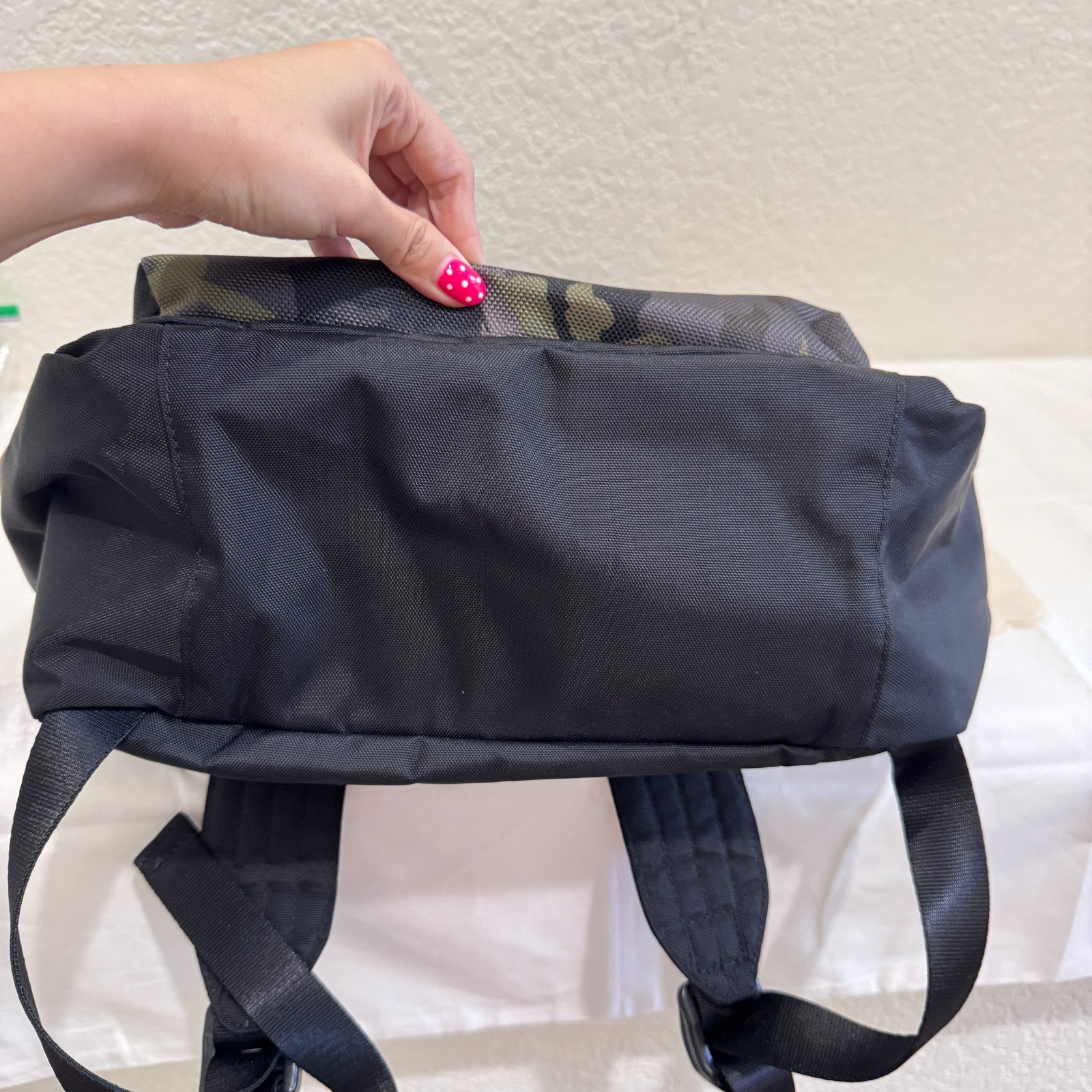 TUMI Foldable Packable Backpack Black Camo Nylon Travel Daypack NWT 111097-8300