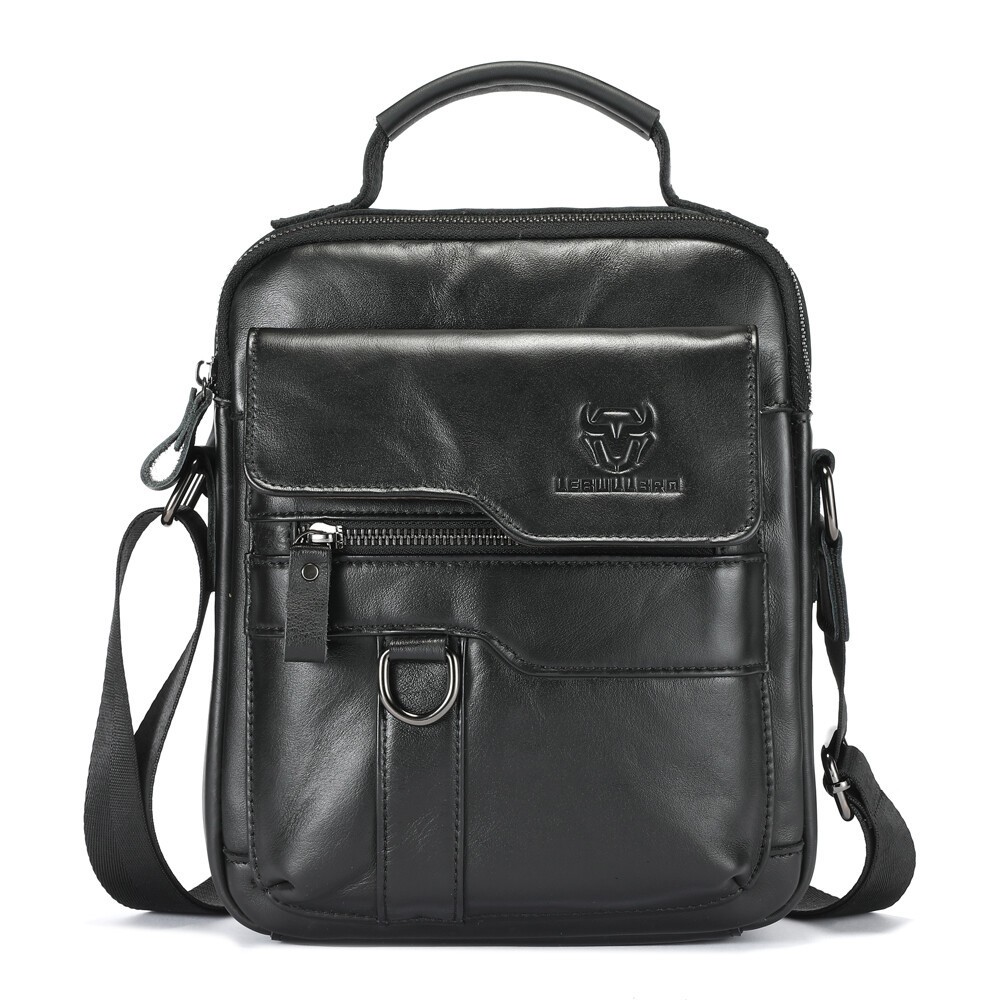LEBULLBRO Mens Leather Shoulder Bag Medium Business Sling Bag Crossbody Bags M
