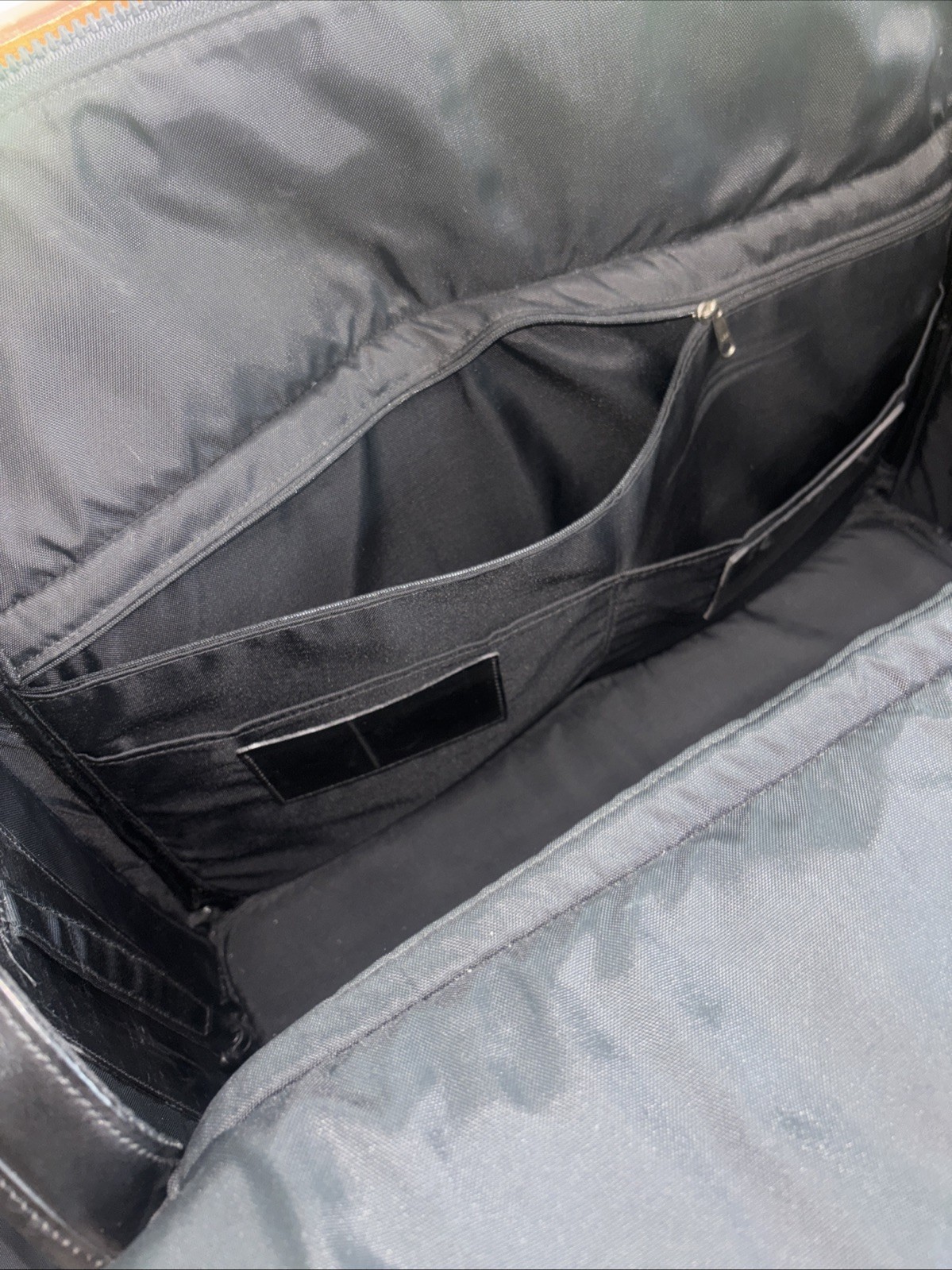 Glaser Designs Black Leather Litigation Briefcase Bag w/Strap & Insert 19” EC!