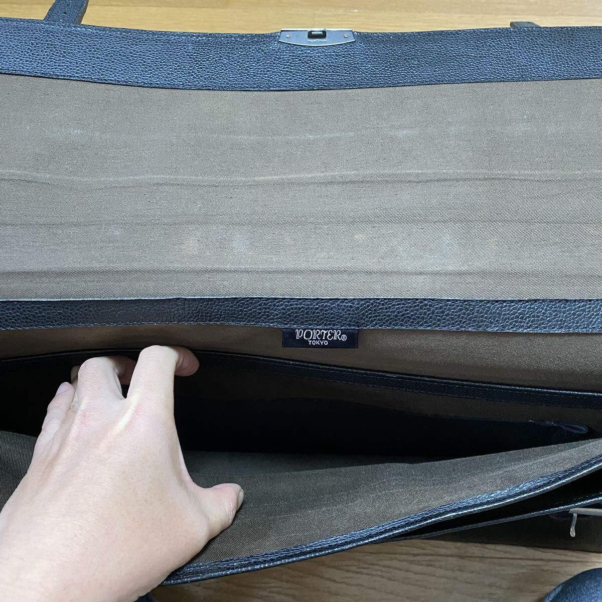 PORTER Vintage Retro Leather Business Briefcase Document Bag Black 50x36x4cm
