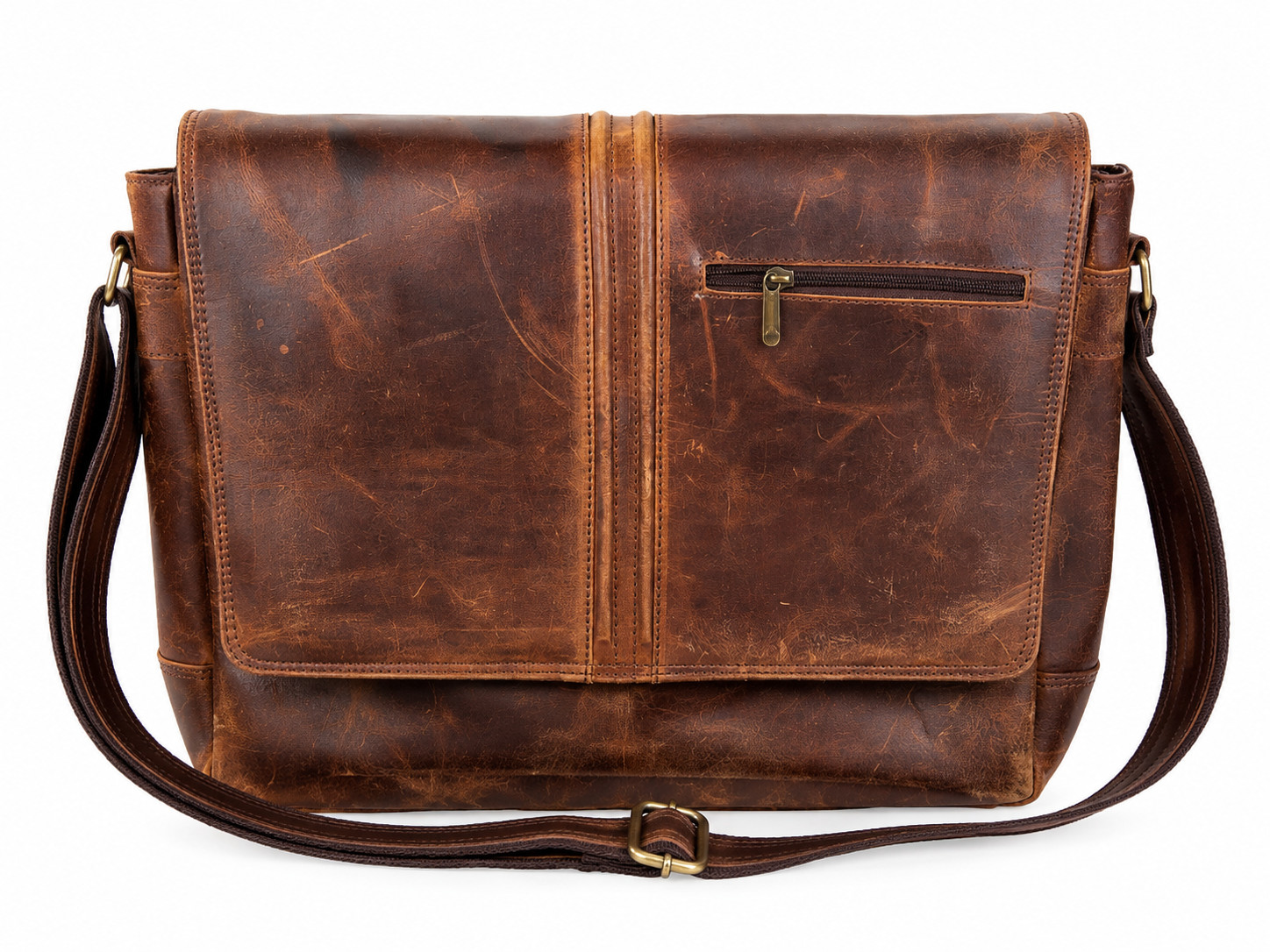 Vintage Brown Leather Messenger Bag Briefcase Laptop Satchel Shoulder Bag