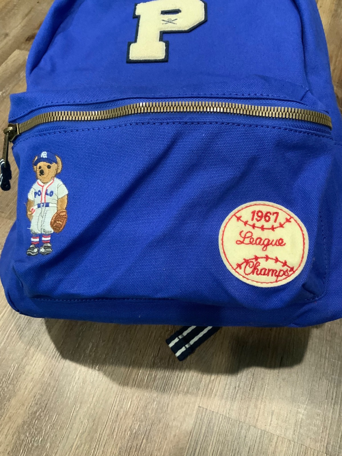New Polo Ralph Lauren Men’s Polo Bear Baseball Canvas Blue Backpack