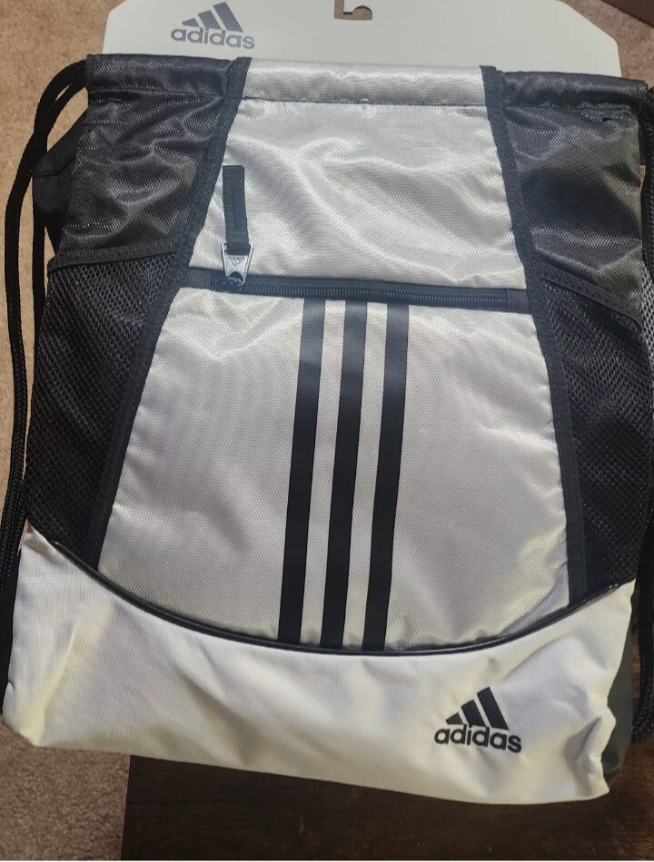 adidas Alliance II Sackpack- White- Black- New- Free Shipping