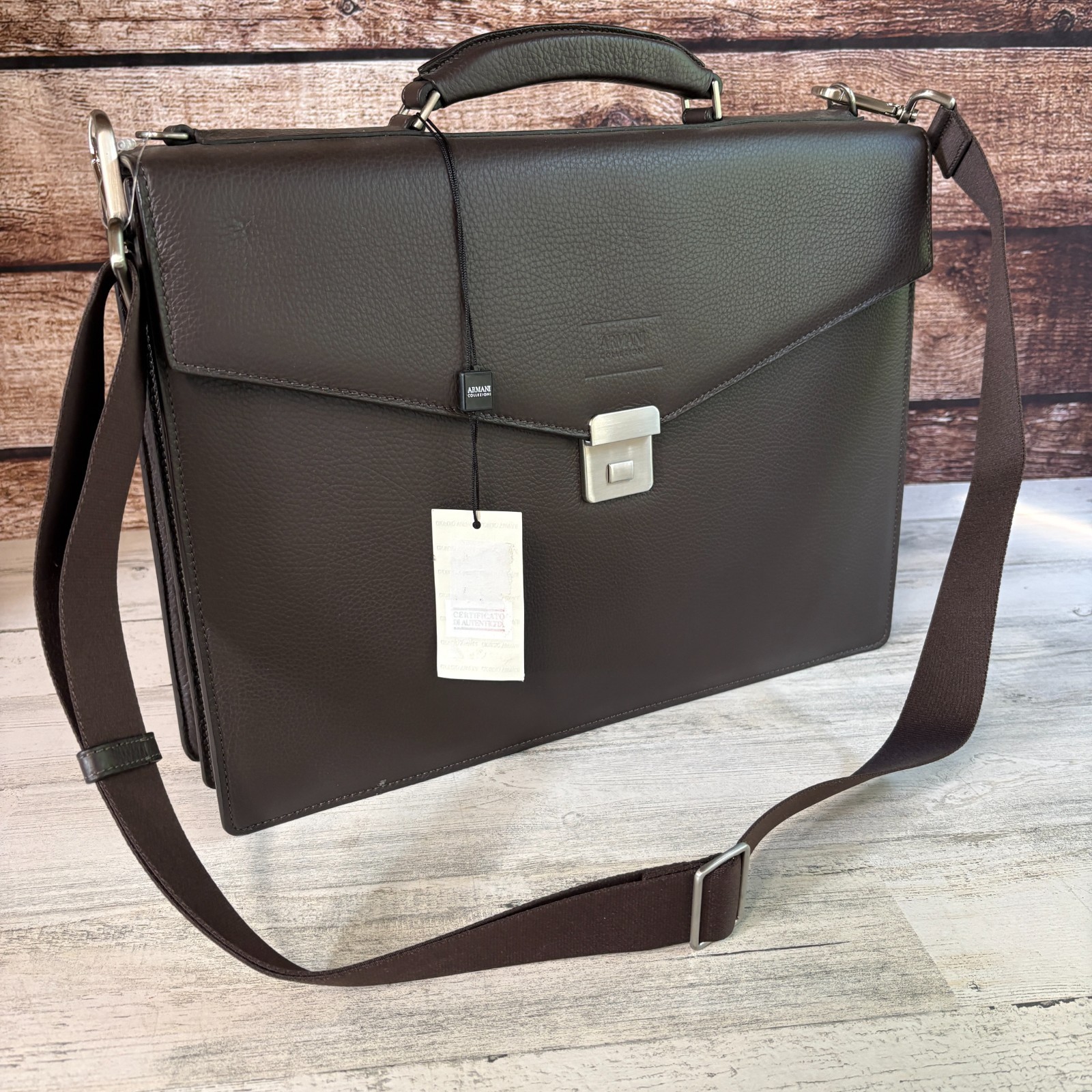 Armani Collezioni Leather Briefcase Bag Attache