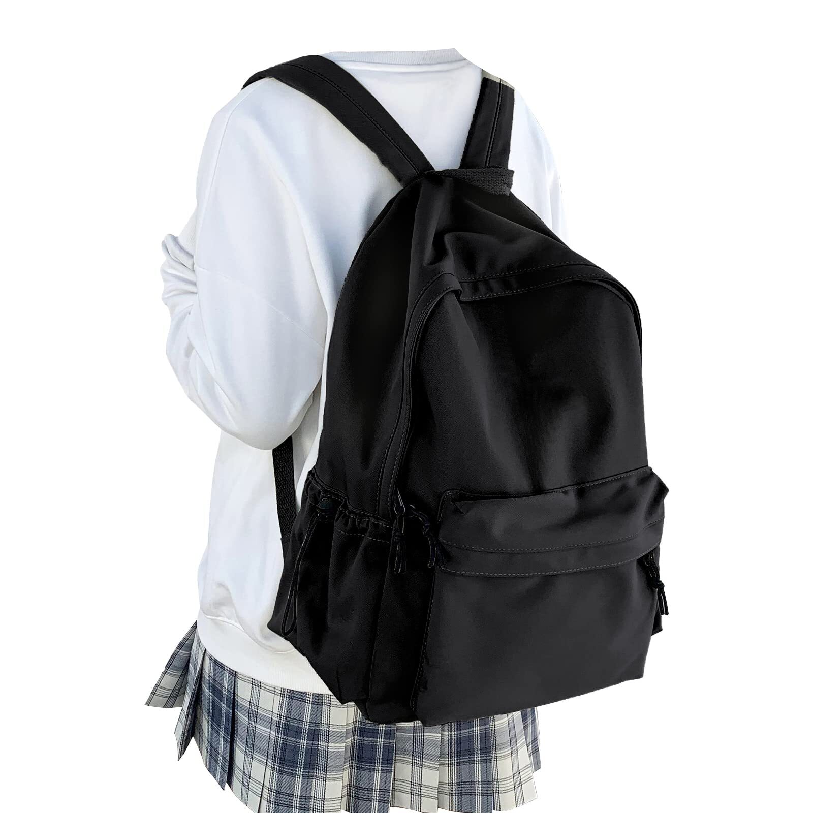 Classic Basic Black Backpack For WomenWaterproof High School BookbagLightweig…