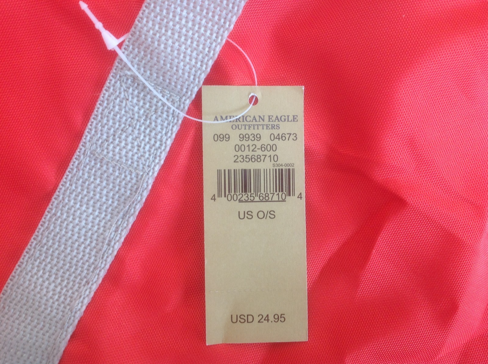 American Eagle AEO Orange DUFFLE BAG w/ Gray Straps Nylon NEW NWT