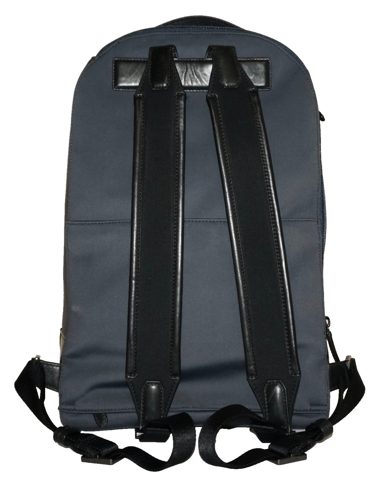 COLE HAAN Slate Blue-Gray Nylon & Black Leather GRAND SERIES Backpack 16×10