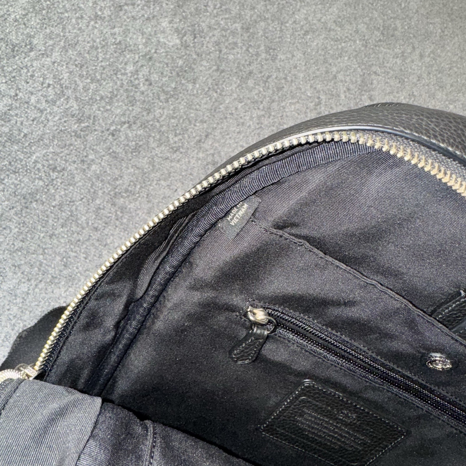 Coach Black Gotham Backpack Black Polished Pebble Leather Calf Trim Zip Pocket
