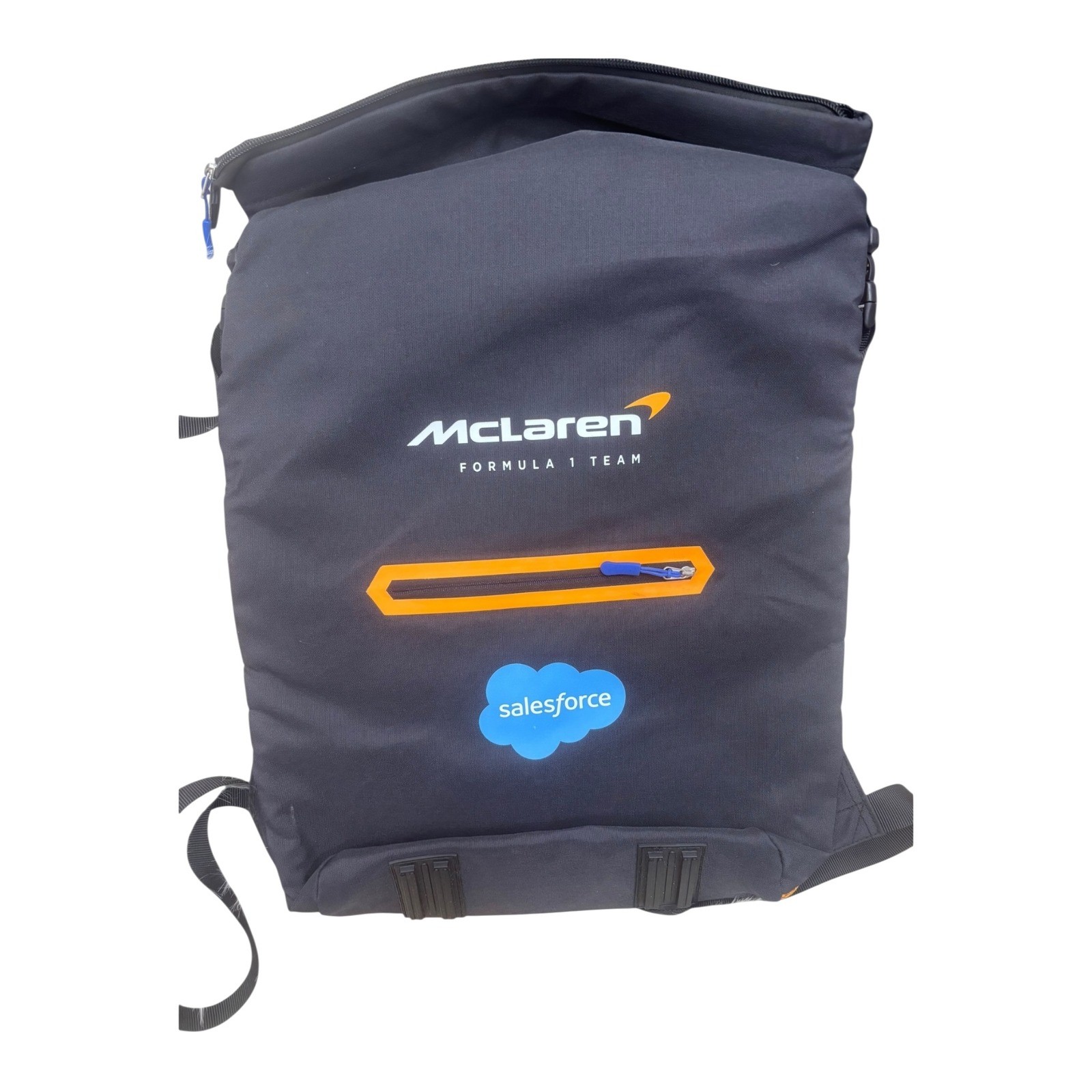 McLaren Formula 1 Team Salesforce Roll Top Backpack Black Orange Mens Womens
