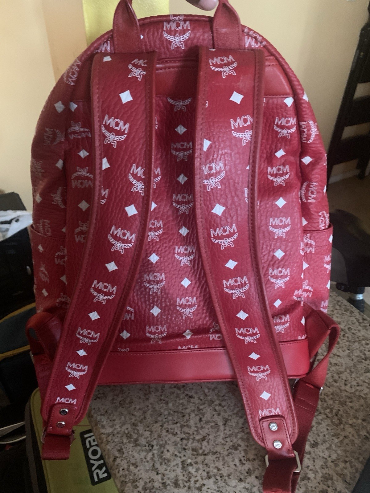 MCM Red & White bookbag for men