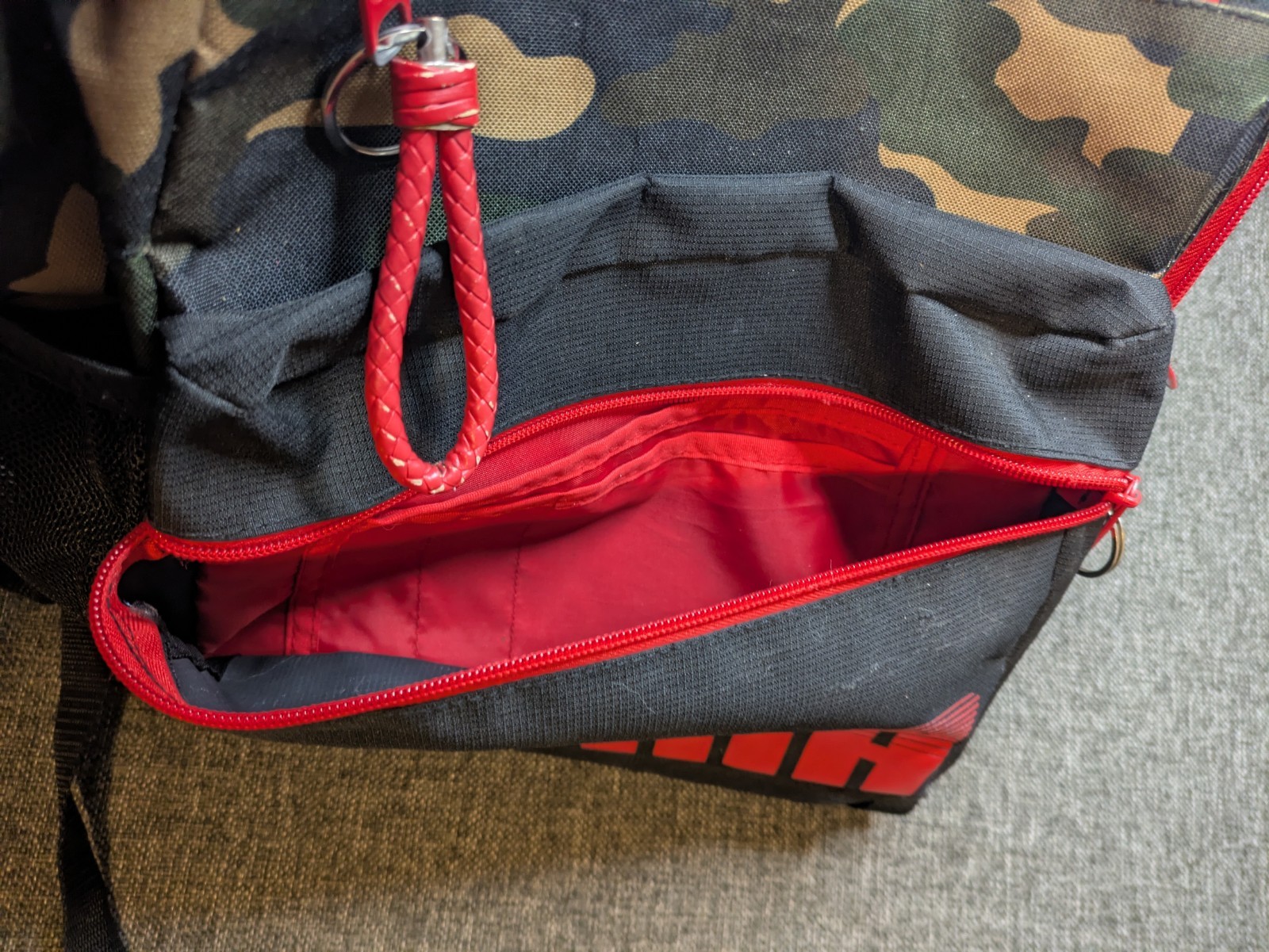 PUMA Red & Black Camo Backpack With Multiple Pockets School Bag