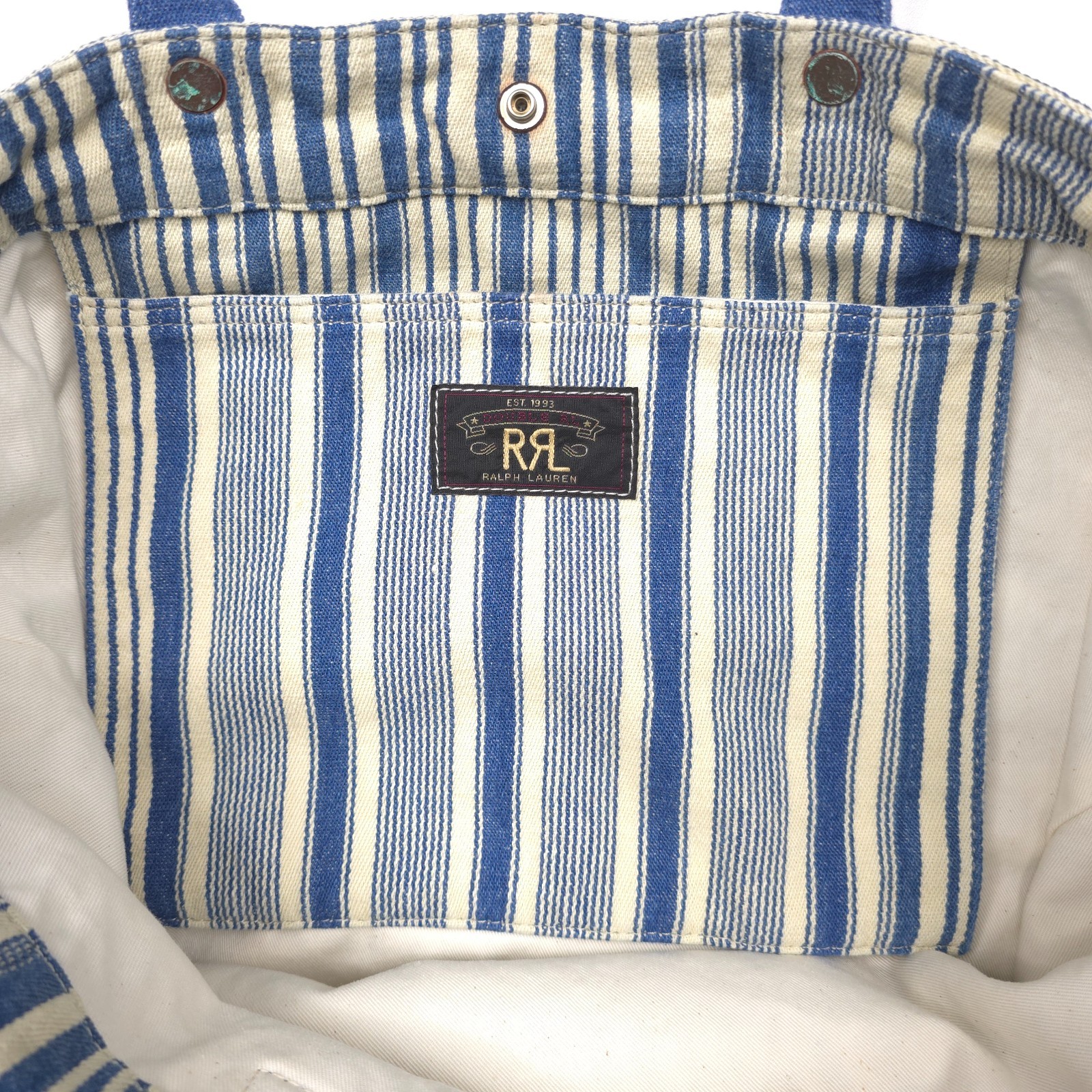 RRL Tote Bag Mens Naval Patchwork Striped Denim Double RL NWT Authentic