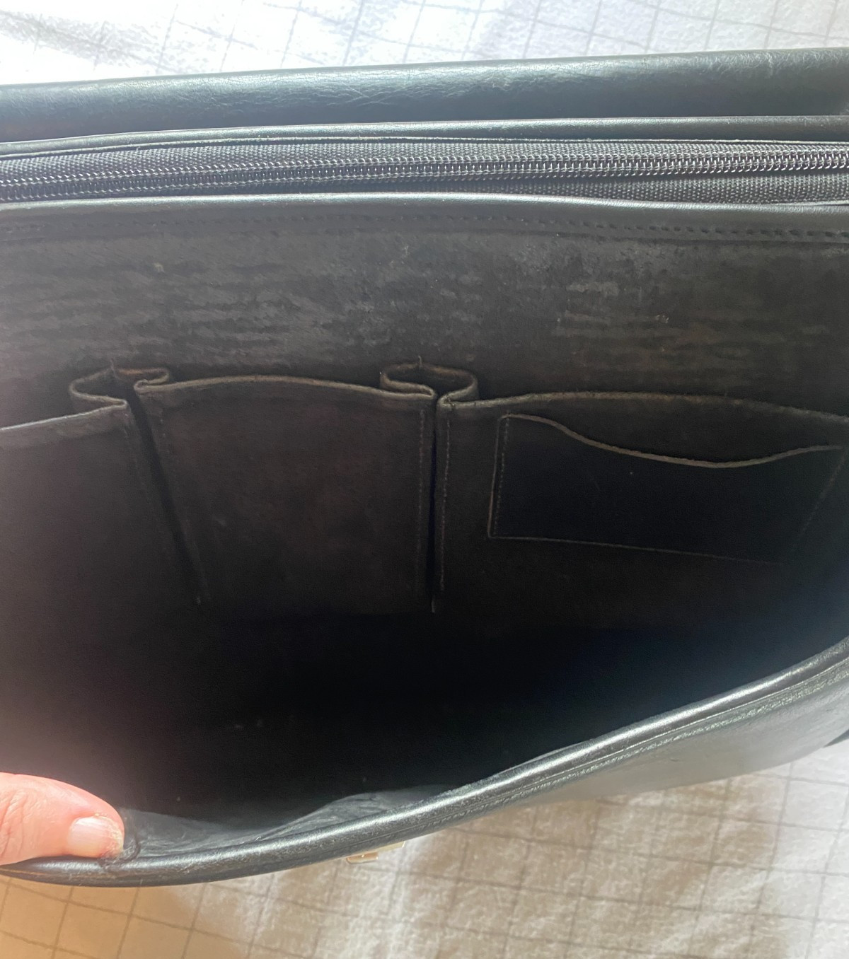 vintage Jack Georges black leather briefcase w/ combination lock