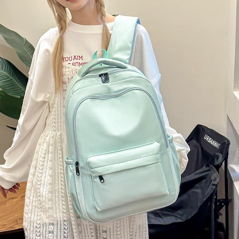 Cute College Backpack For School Aesthetic Teen Girls Laptop Bag Green Bag