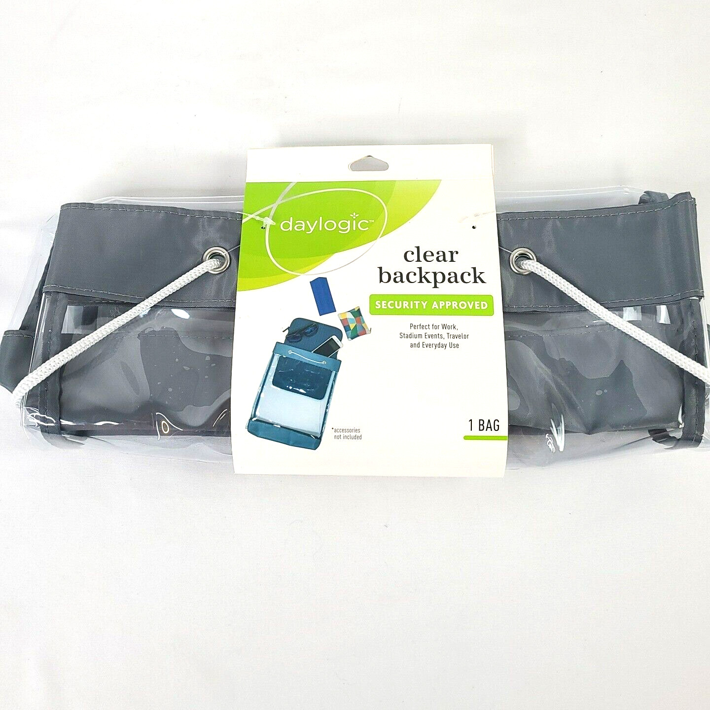 NEW Daylogic Clear Transparent Backpack Events Book Bag Tote 12L x2.5Wx 14.25H