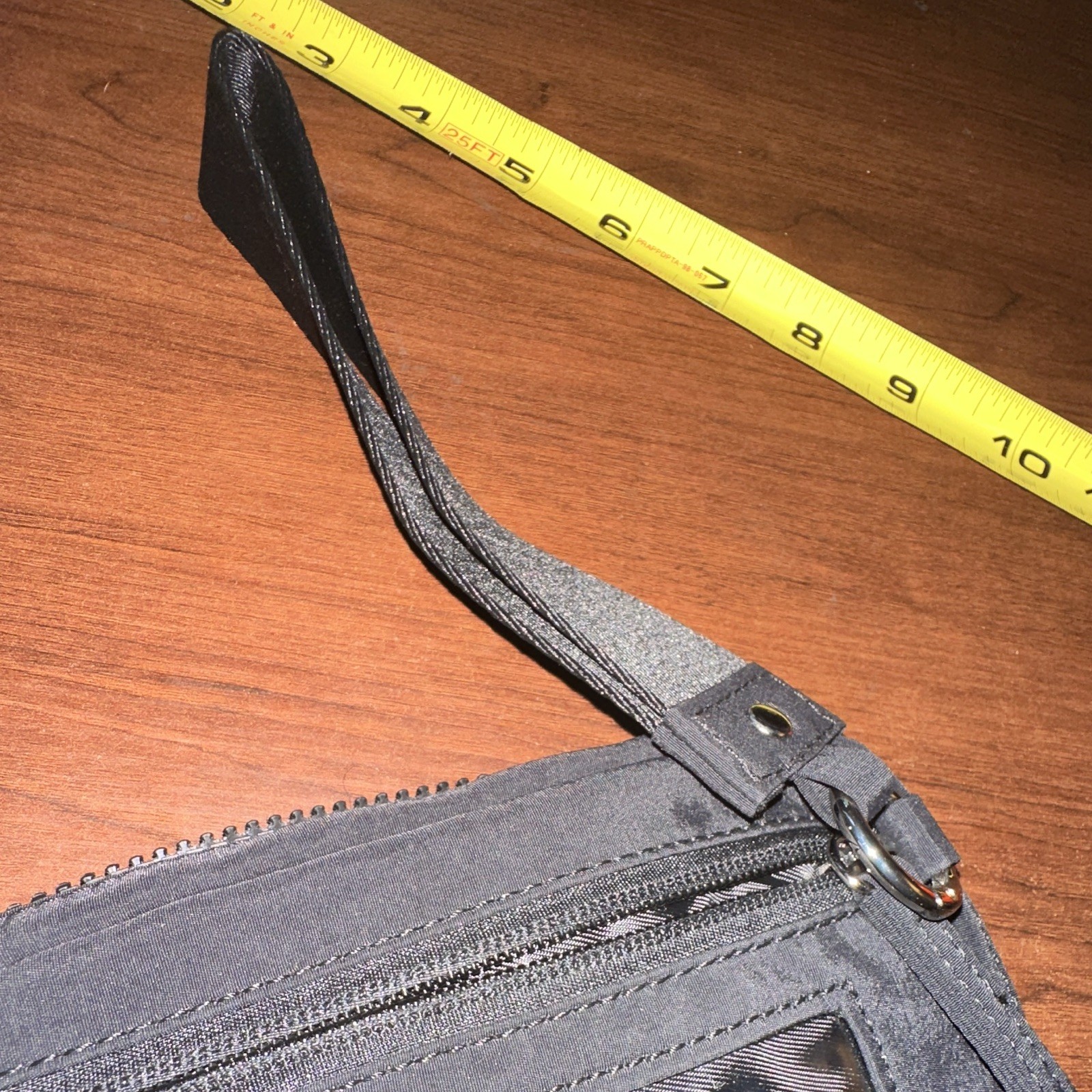 Gray Small Wristlet Zip Pouch w/ Wrist Strap & Clear ID Window Solid Unisex