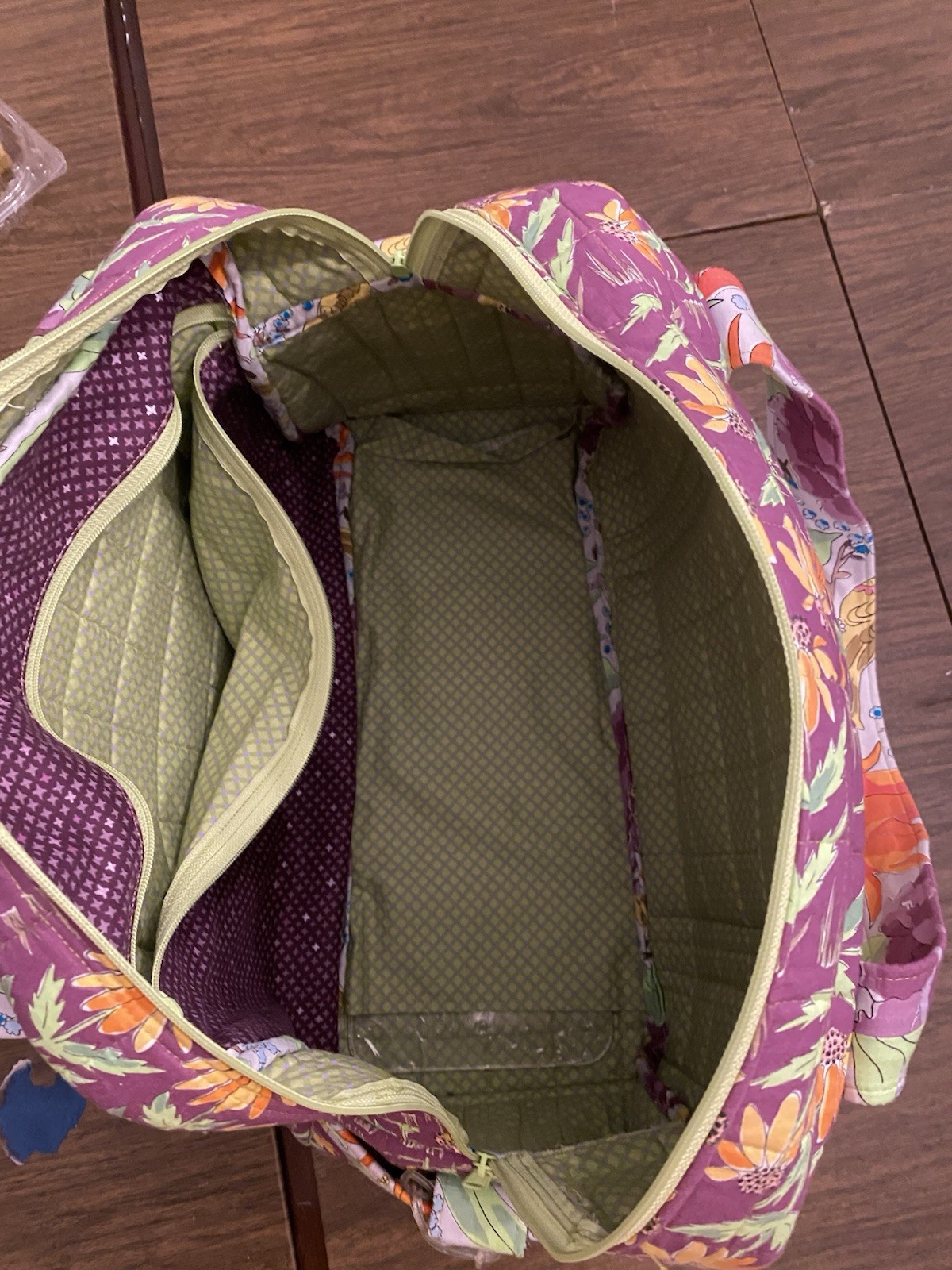 Custom made cotton Vera Bradley inspired large duffle bag – Multiple pockets
