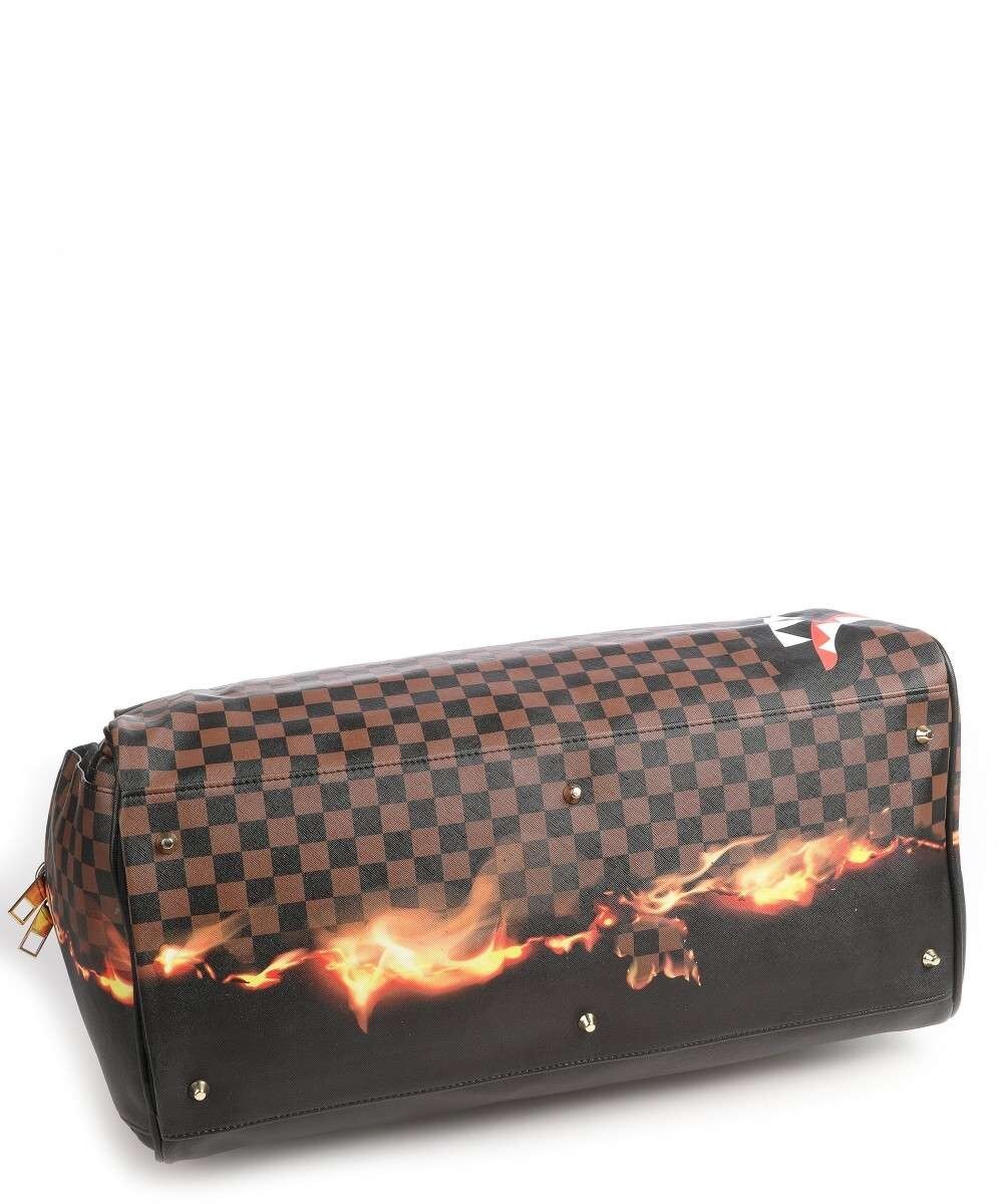 Sprayground Sharks In Paris Split Duffle Brown Bag Checkered Black Monogram New