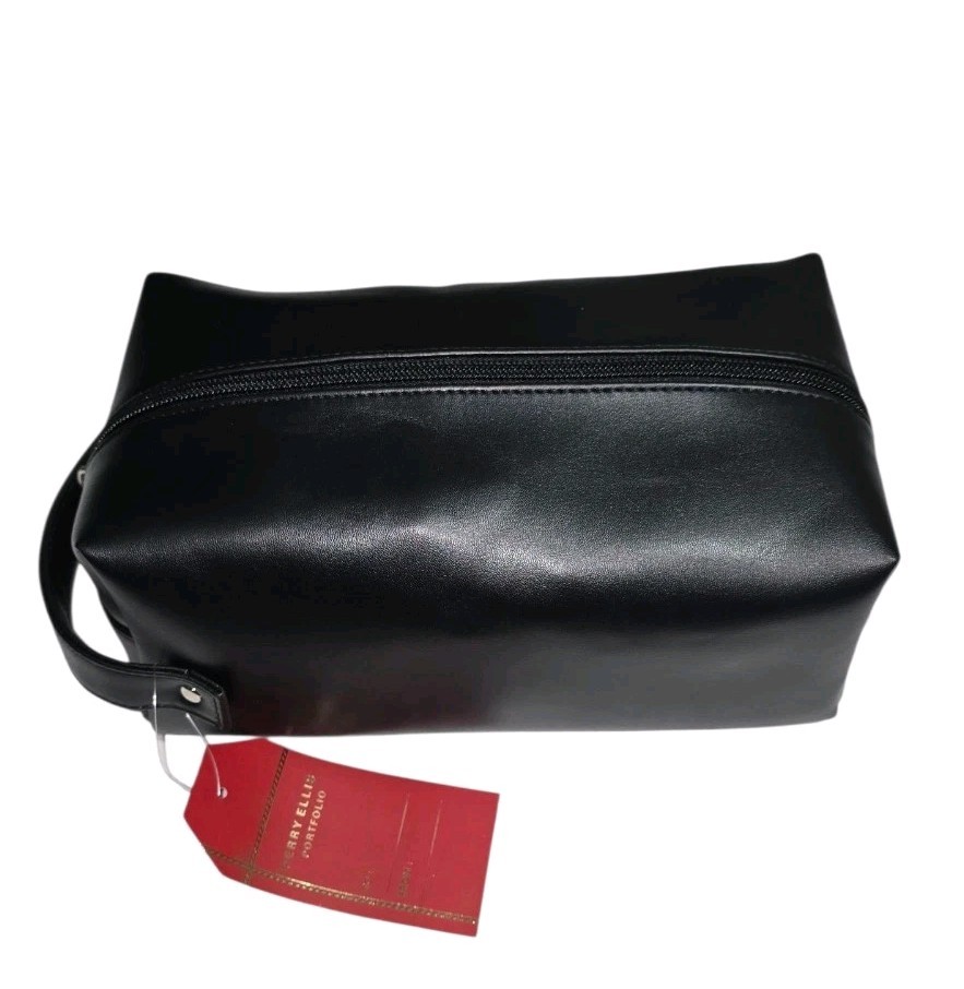 Perry Ellis Portfolio Men’s Travel Kit Black Faux Leather NWT