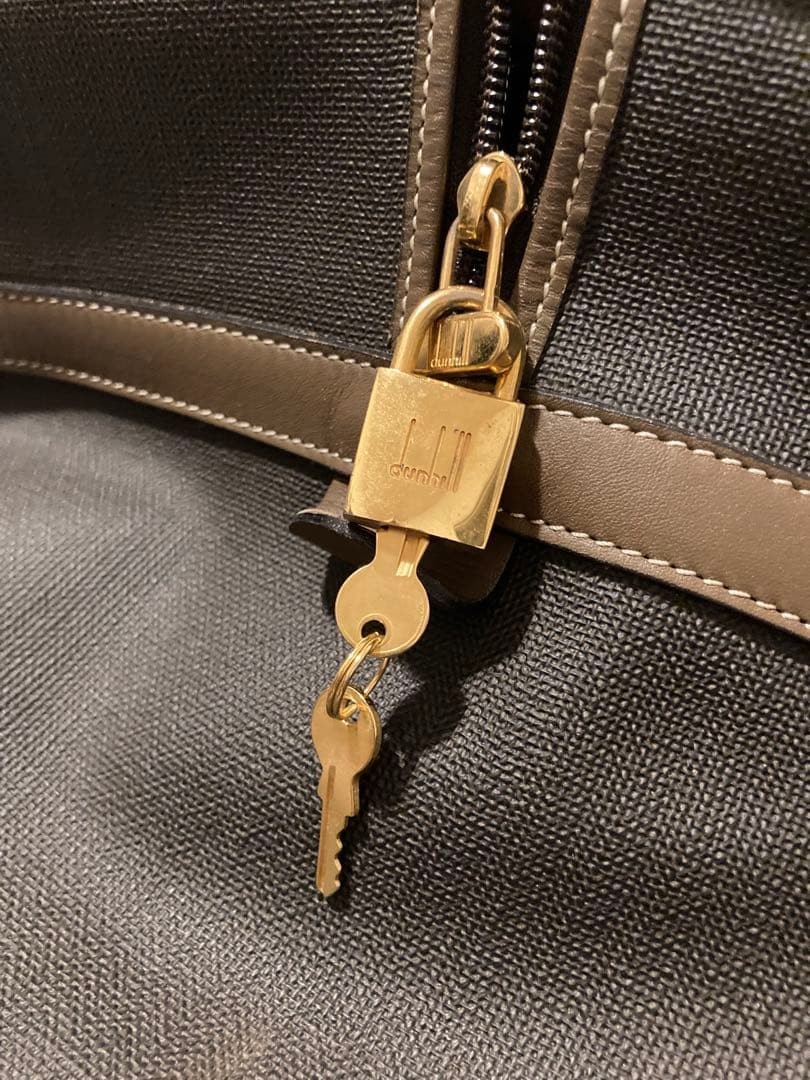 Dunhill Vintage Boston Bag Brown Leather with Lock & Key, 50cm, Classic Design