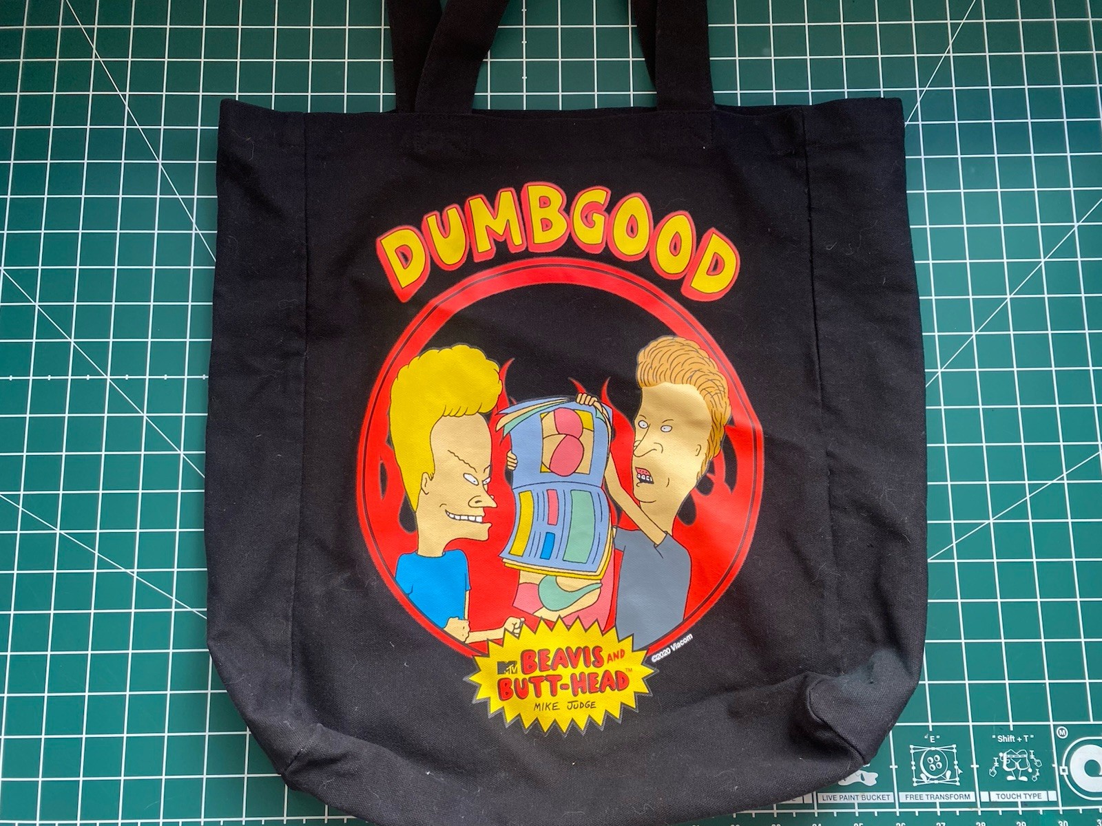 Beavis and Butt-Head Large Black Tote Bag MTV Dumbgood Brand