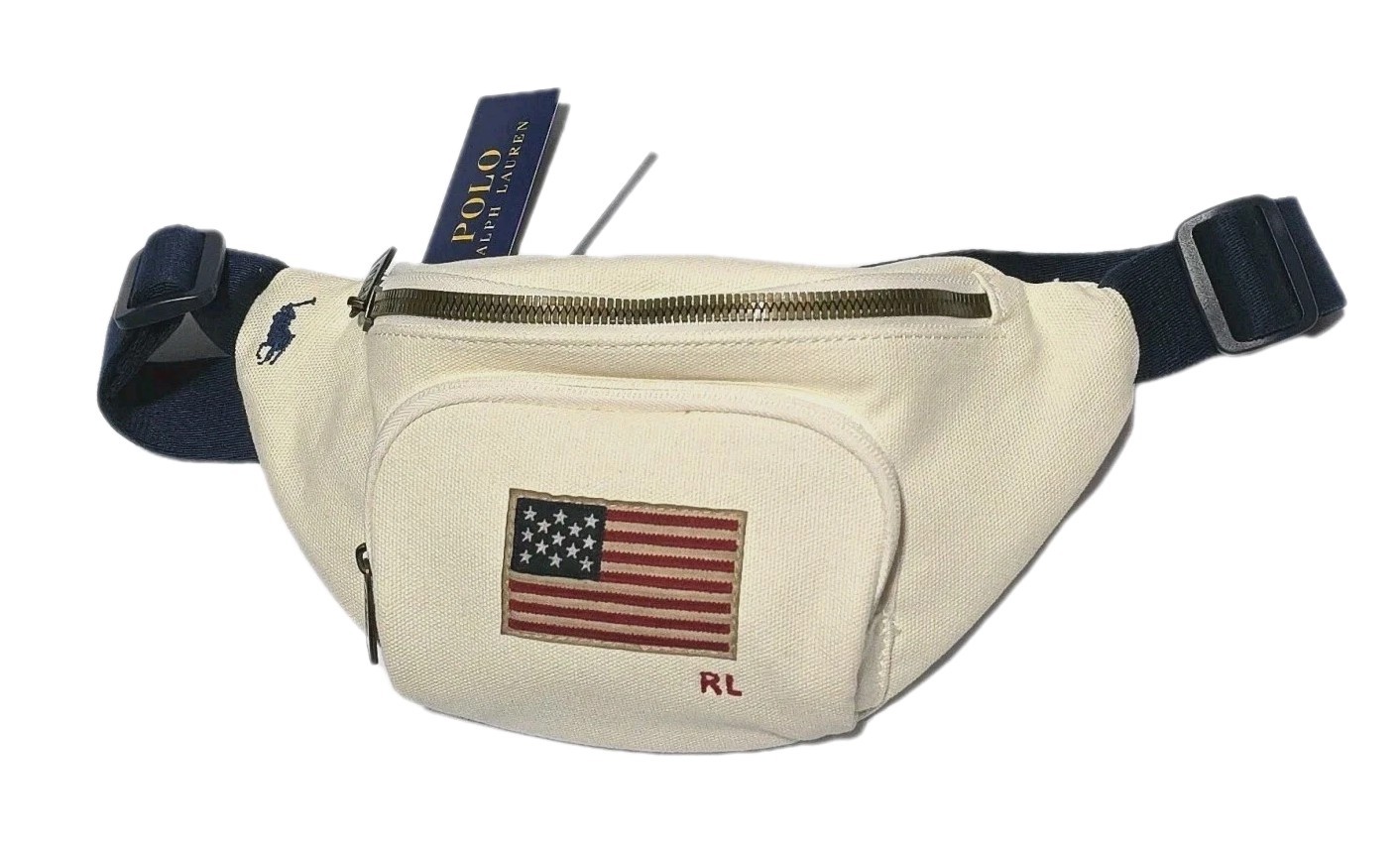 Polo Ralph Lauren USA Flag unisex WAIST FANNY PACK BAG Canvas Crossover New