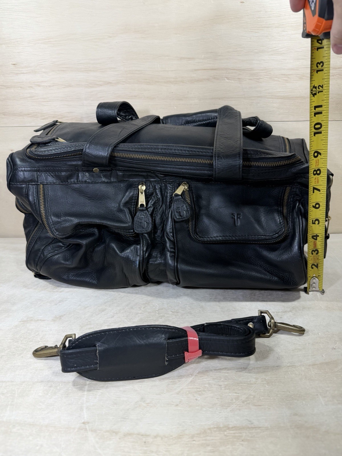 Frye Leather Duffle Bag- Black – Style 102 Benchcrafted Cross Body Strap -Duffel