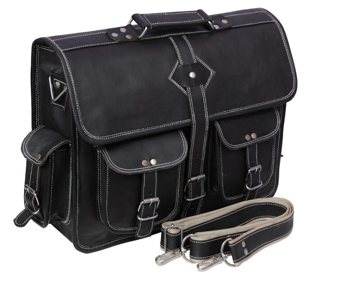 Vintage Real Leather Messenger Shoulder Satchel Laptop Bag Briefcase Men-Women