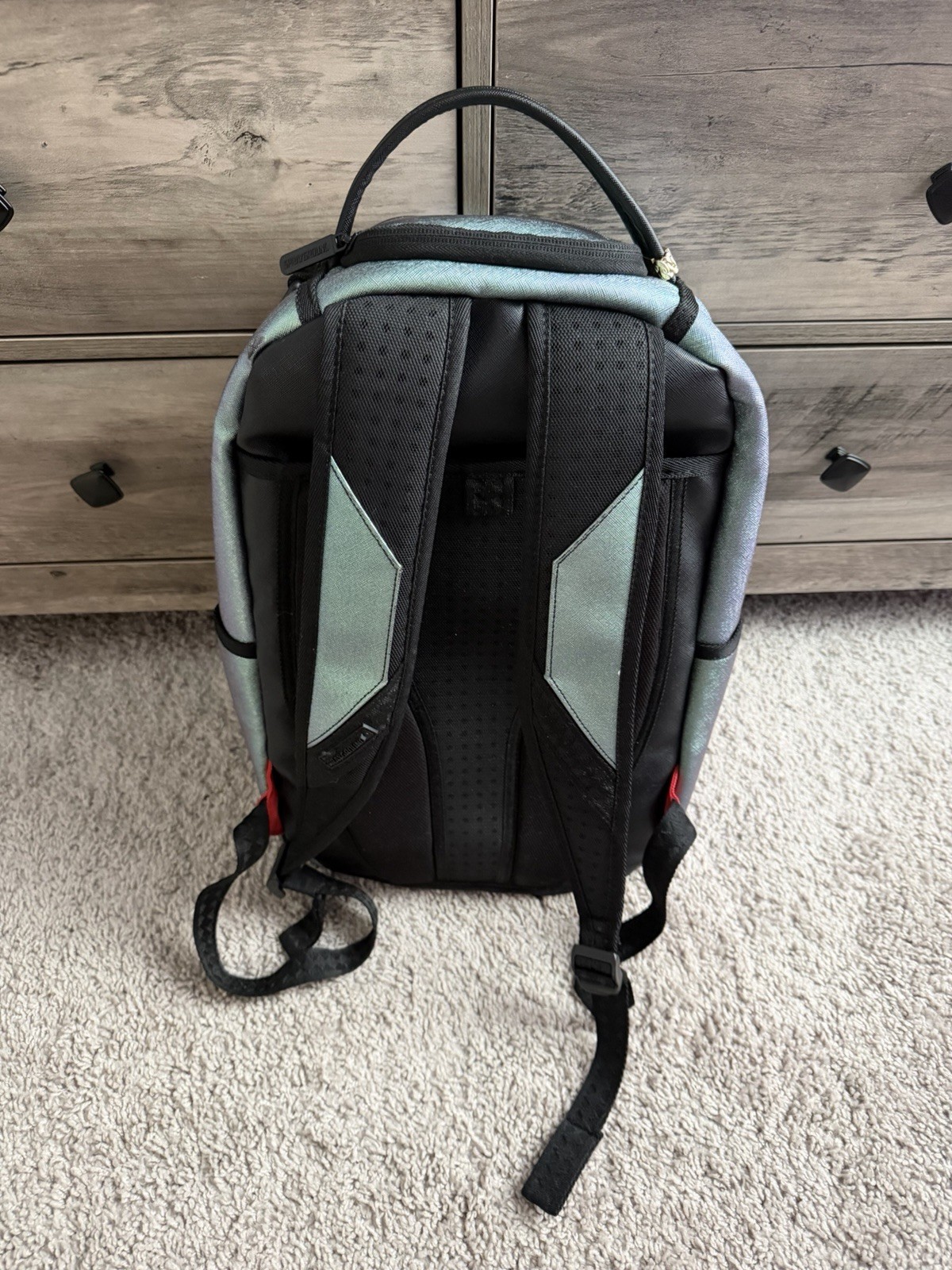 Sprayground Limited Edition Shark Silver/Black Backpack Zip, Adjustable Straps