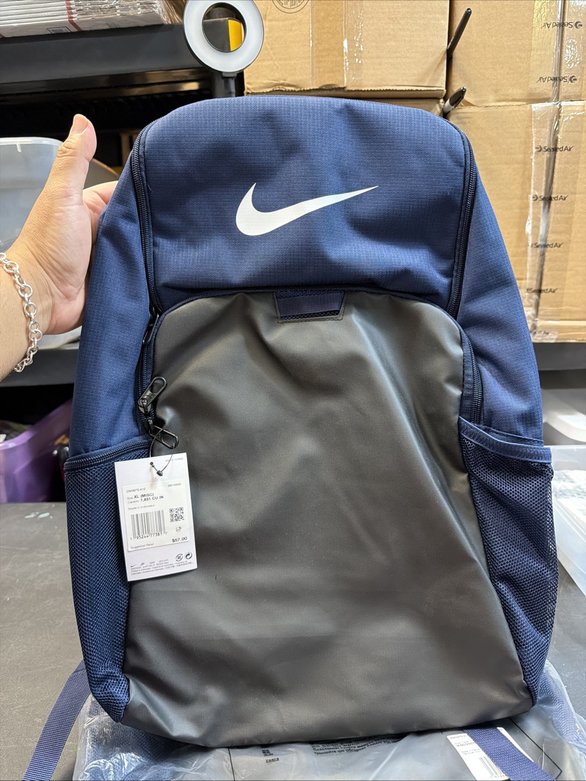 Nike Brasilia 9.5 Training Backpack XL 30L Navy Black Tiempo DM3975-410 New