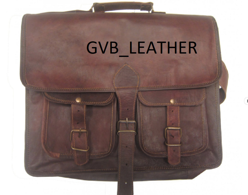 Men’s Handicraft Ganesha Leather Vintage Laptop Messenger Briefcase Bag Satchel