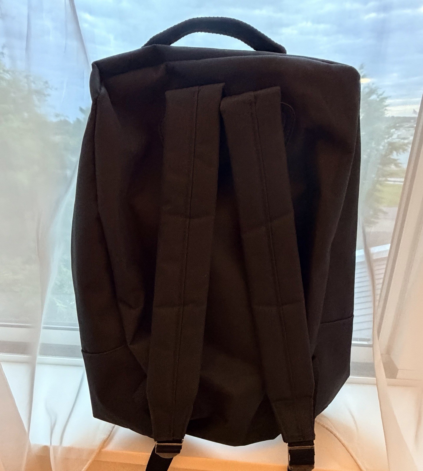 Black Backpack Book Bag School Travel Daypack Dual Front Zip Pockets Lightweight