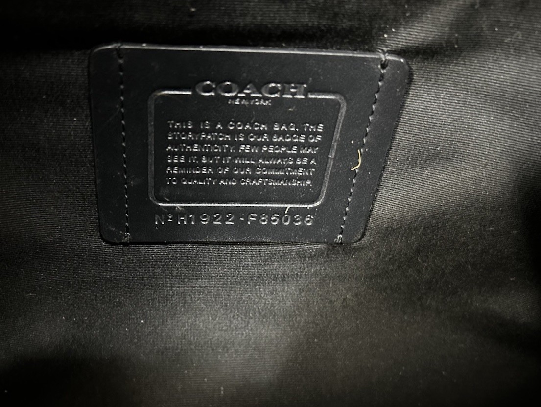 Coach Leather Backpack Stripe Black & Red Distressed In some areas
