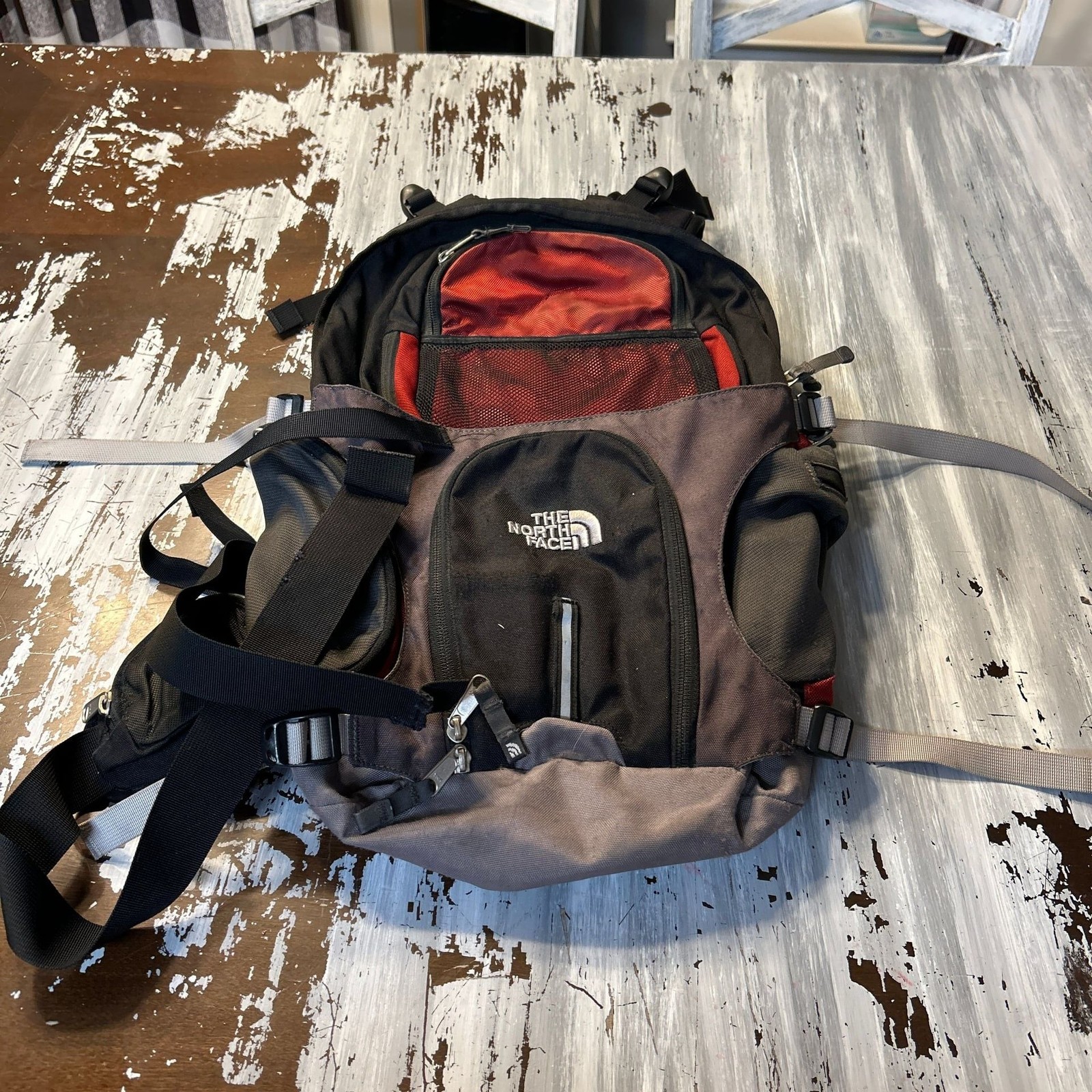 Vintage Y2K The North Face Recon Backpack Red & Grey Gorpcore Daypack