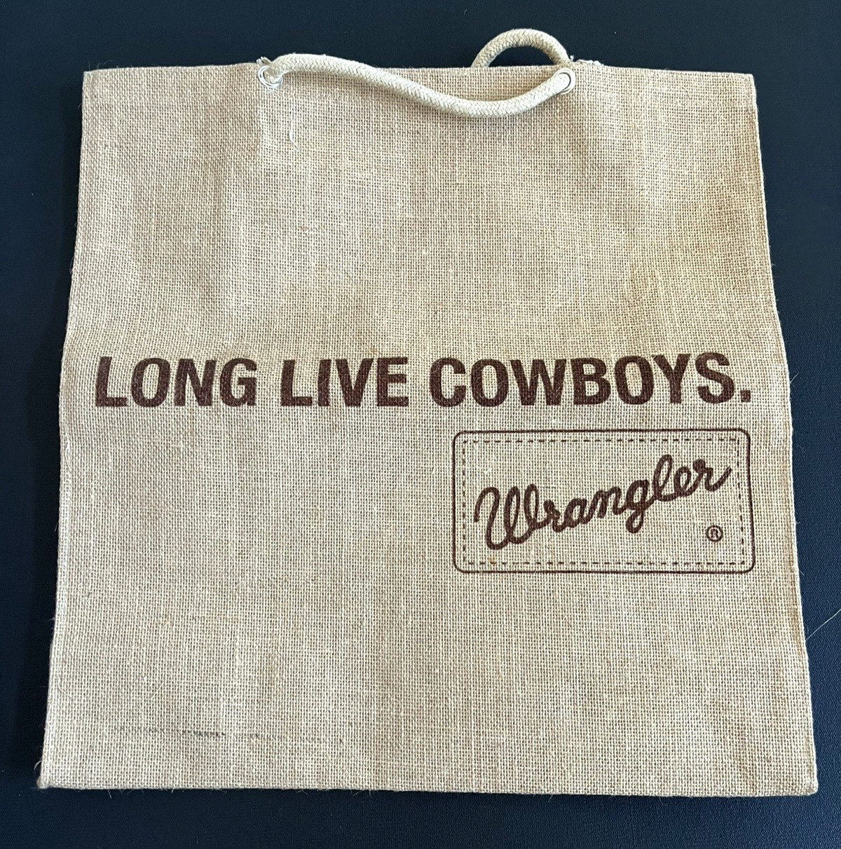 Sheplers Promotional Wrangler Jute Tote Bag Long Live Cowboys Burlap Eco