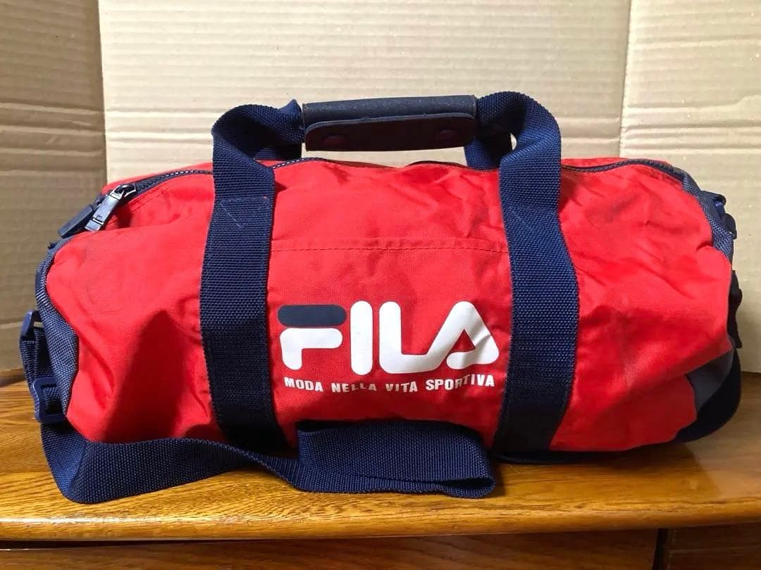 FILA Vintage 90s Boston Tennis Bag Retro Used 42cm x 20cm x 20cm