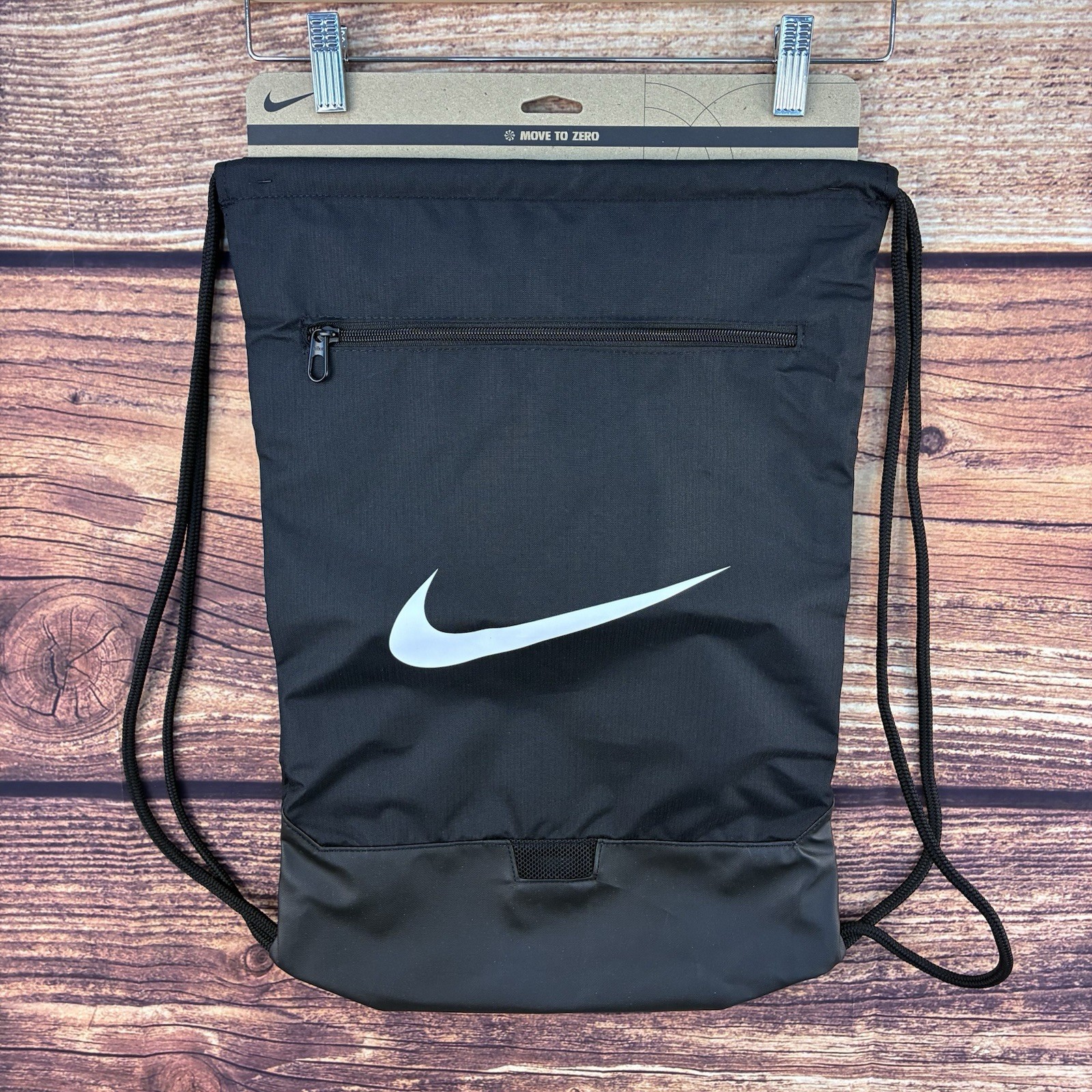 Nike Heritage Drawstring Bag Black White Swoosh Gym Sack Pack DM3978-010 NWT