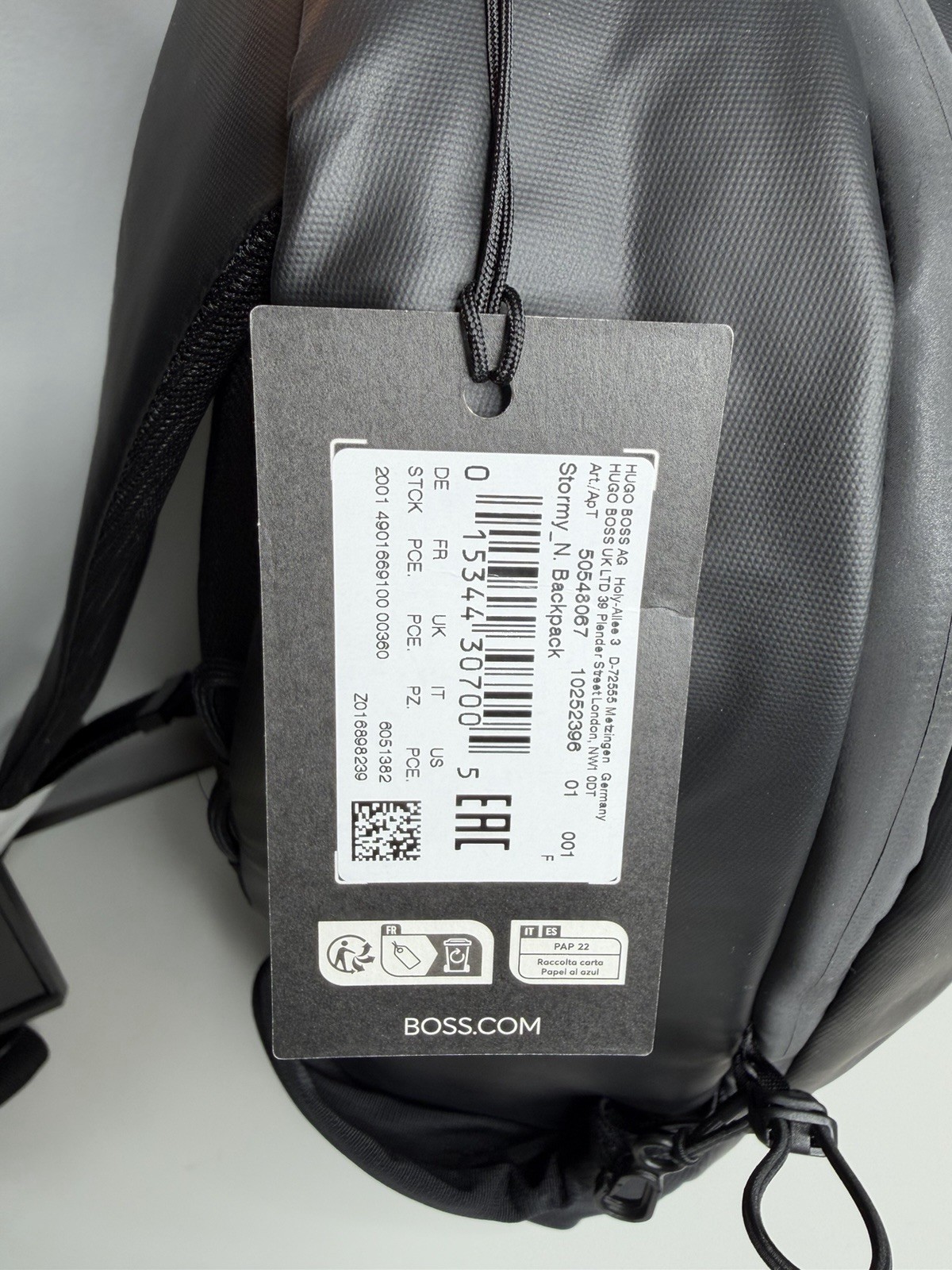 BOSS, Stormy Bold Logo Backpack, black gloss