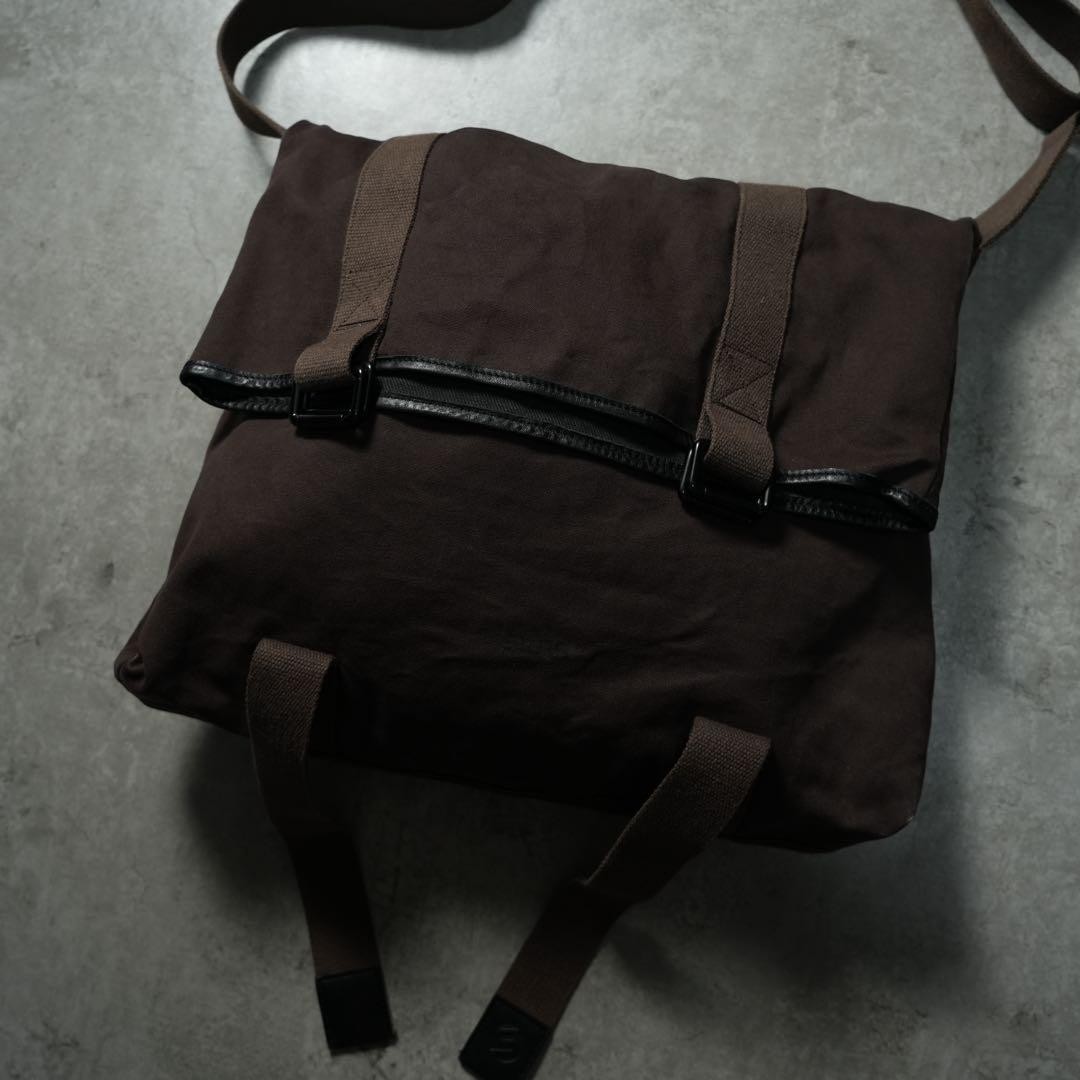 SILAS Y2K Archive Newspaper Bag Cotton Canvas Brown Mens Messenger Bag
