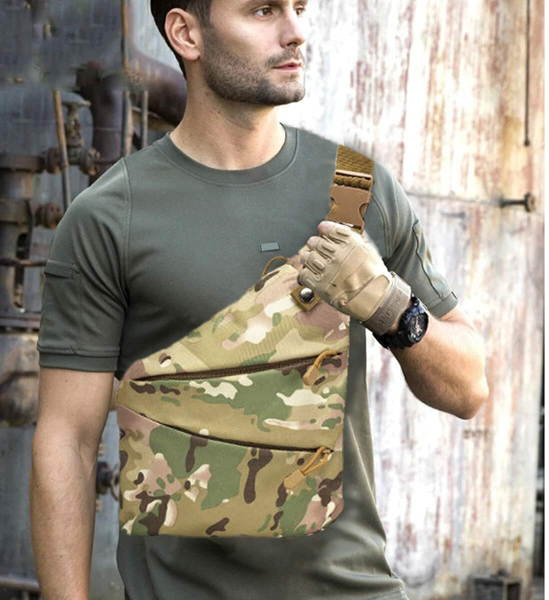 Tactical Sling Bag EDC Chest Conceal Shoulder Backpack Hiking Cycling Daypack US