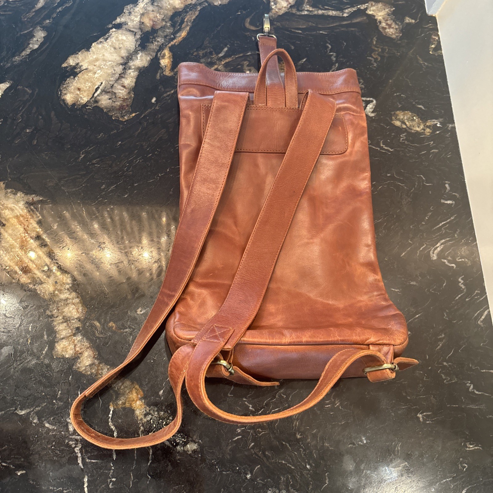 Makers Traveler LEATHER Rolltop Backpack Cognac/Brown