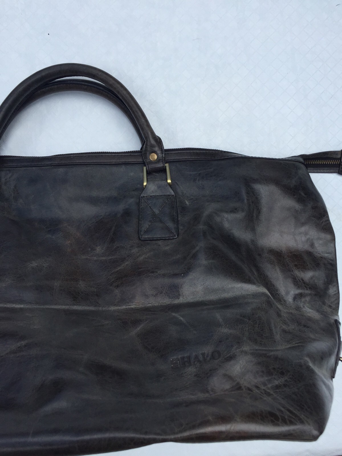 NEW**Argentinian Calf Leather***HALO**Gray X-Large Luggage Duffle Bag***$1495